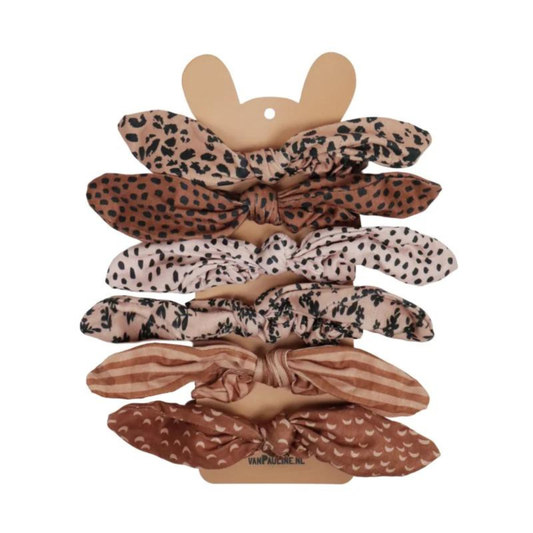 Van Pauline scrunchies - Stripe and moon  (per 6)