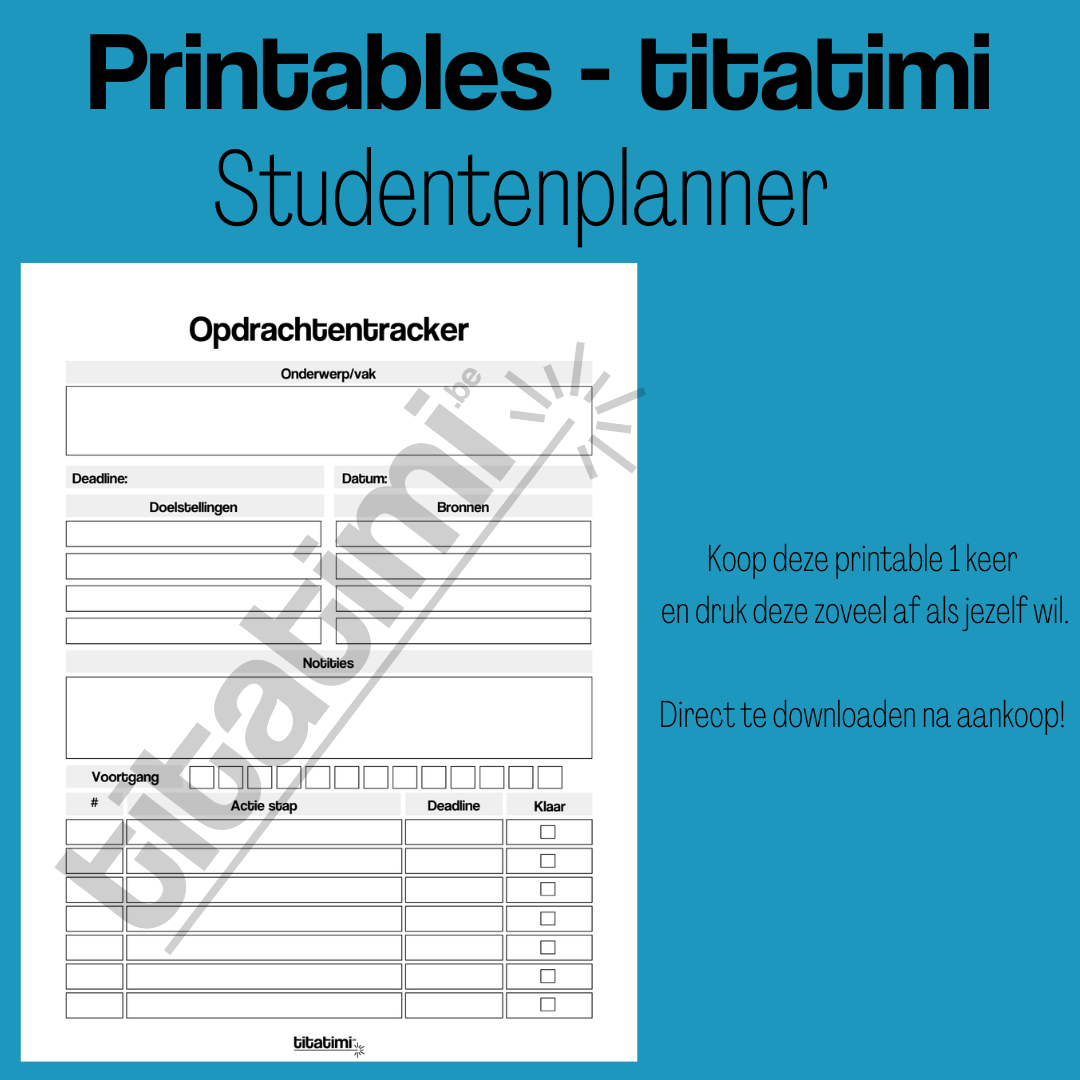 titatimi - printable - bundel studentenplanner