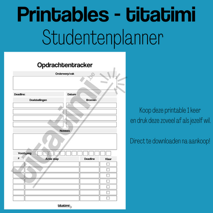 titatimi - printable - bundel studentenplanner
