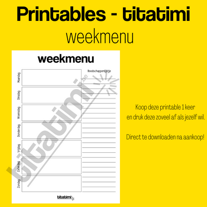 titatimi - printable - bundel maaltijdplanners