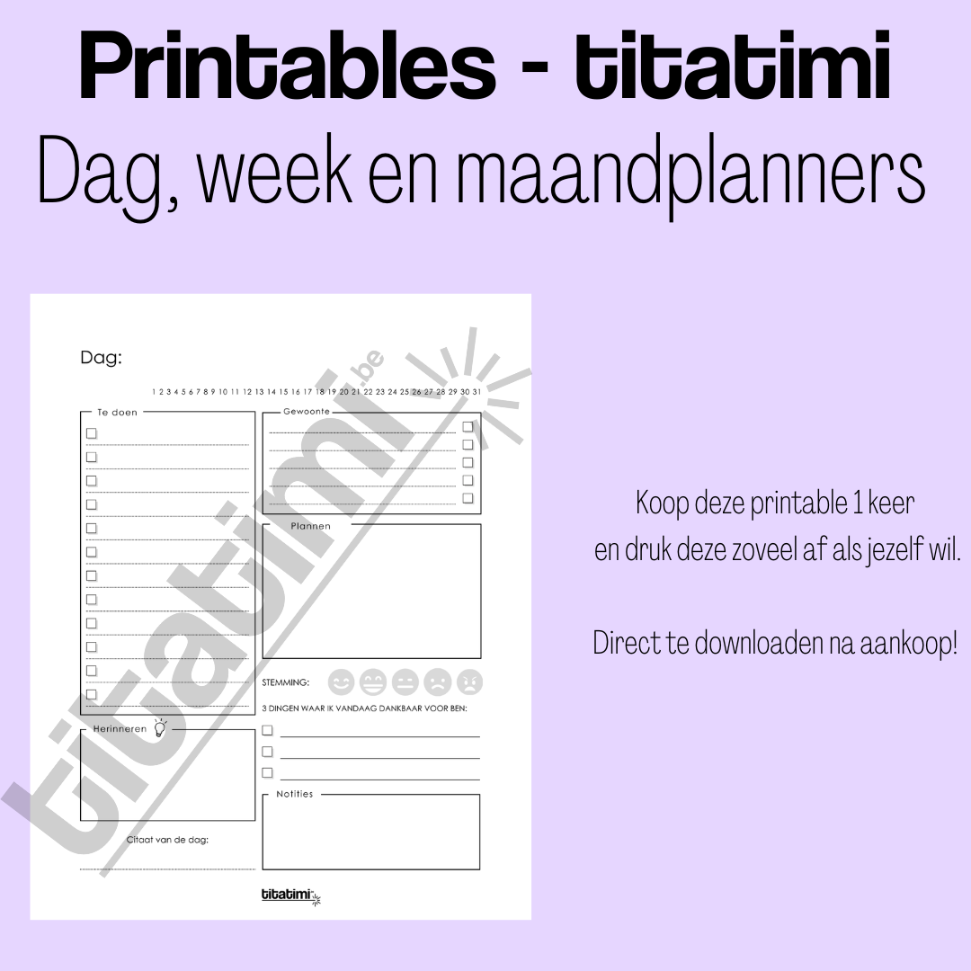 titatimi - printable - bundel dag, week en maandplanners