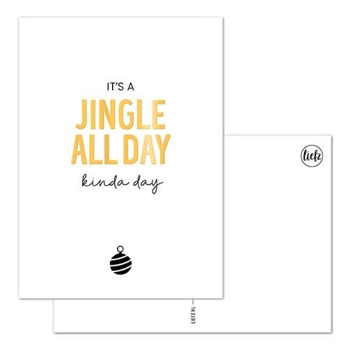 Liefz: Kerstkaart | It's a jingle all day kinda day | Goudfolie