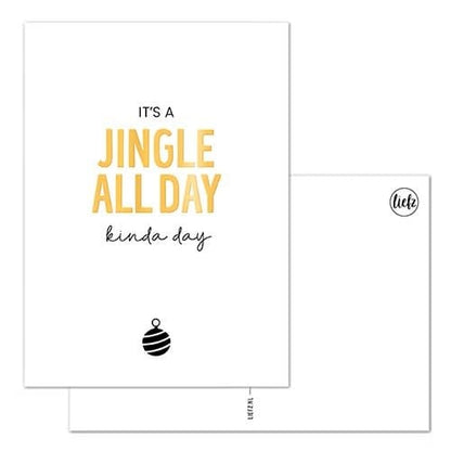 Liefz: Kerstkaart | It's a jingle all day kinda day | Goudfolie