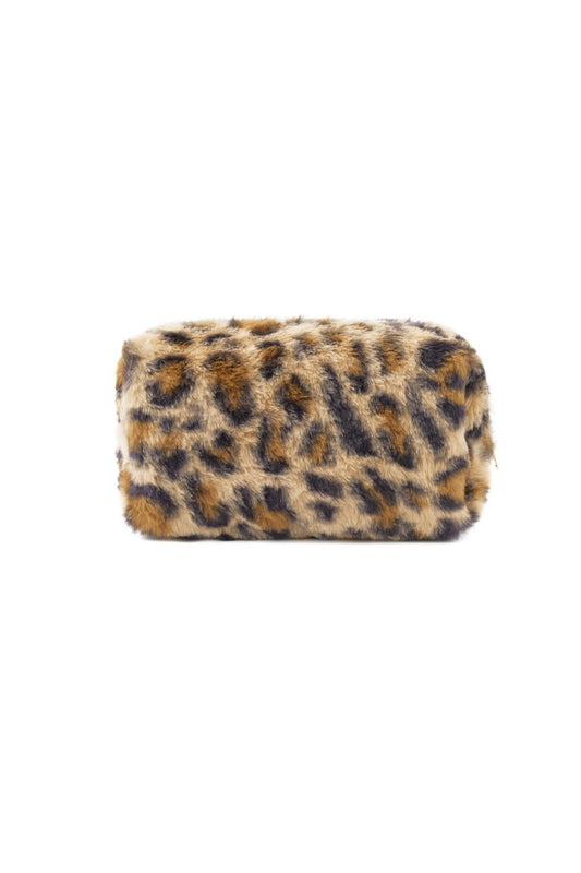 Yehwang: make-up tas zachte luipaard - camel