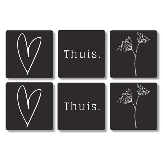 The big gifts: Onderzetters 6 stuks - zwart
