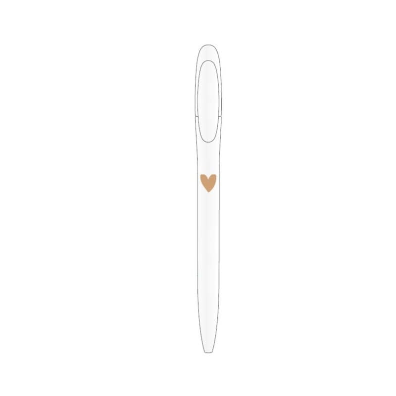 Stationery & gift : pen - wit met een gouden hart