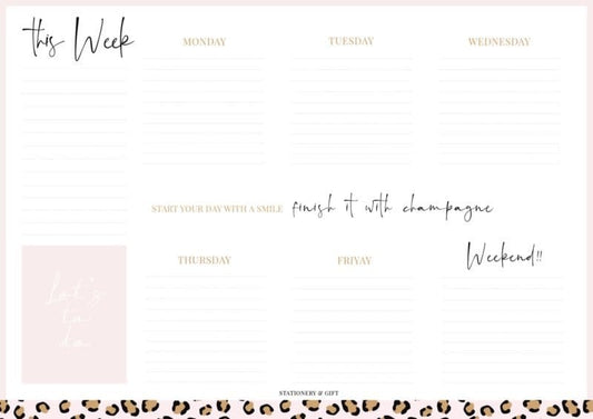 Stationery & gift Weekly Planner | Pink Leopard Collection A4