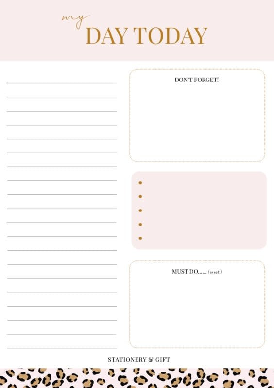 Stationery & gift my Day Today | Pink Leopard Collection A5