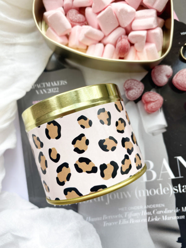 Stationery & gift: Geurkaars in blik | Pink Leopard