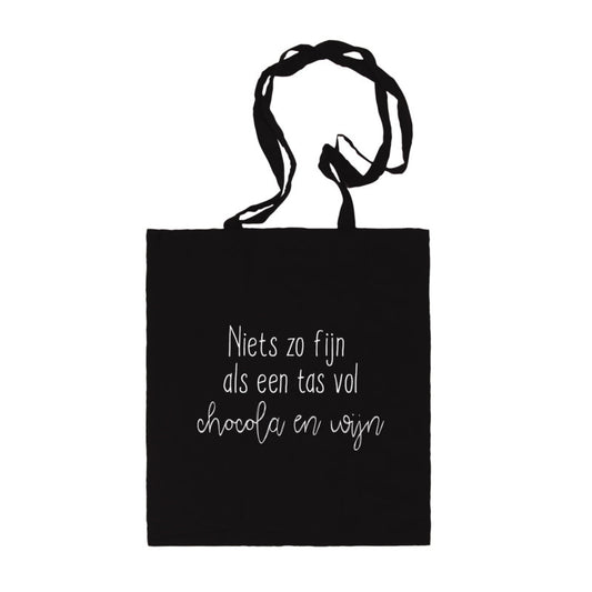 Winkeltje van Anne Katoenen tas |Niets zo fijn als een tas vol ... | Zwart