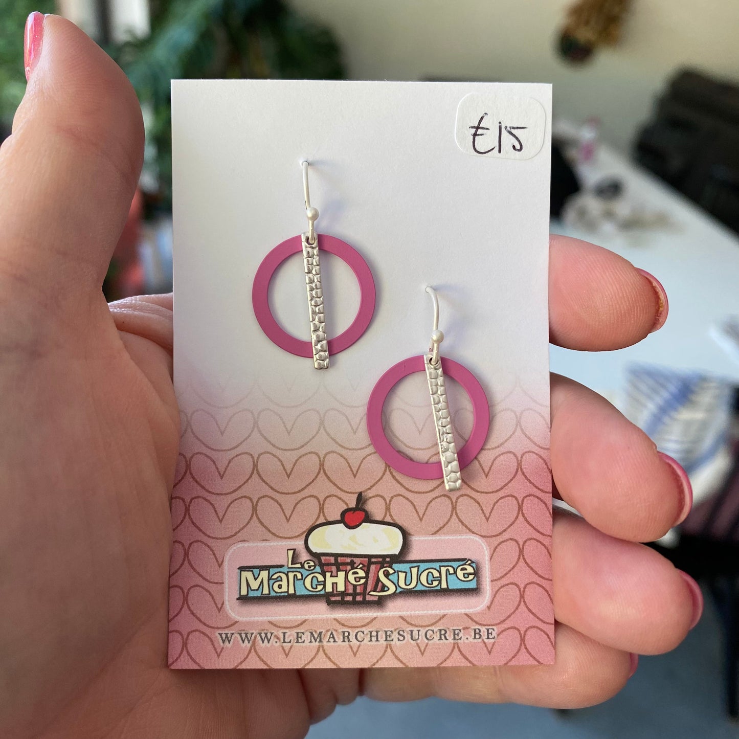 Le marché sucré: oorbellen - zilver en roze