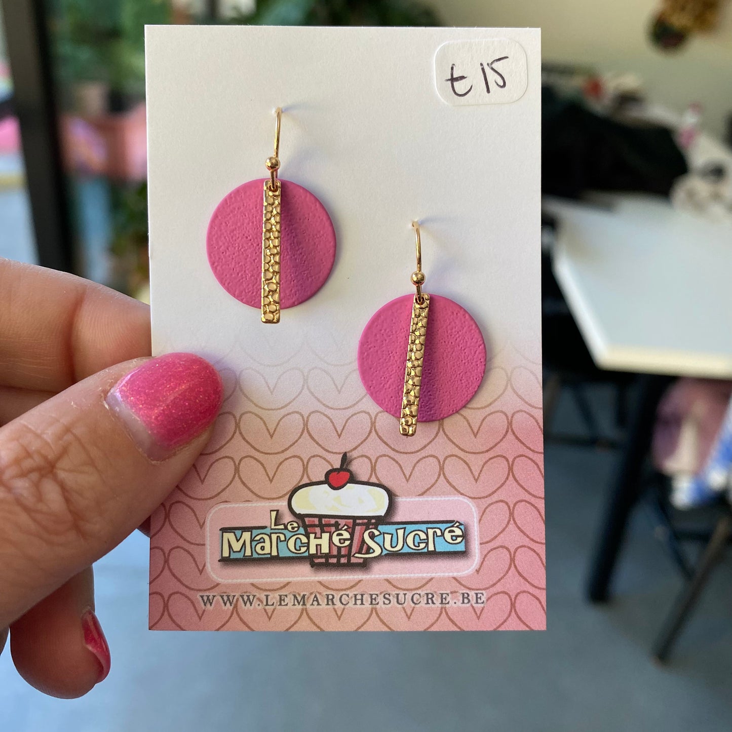 Le marché sucré: oorbellen -  goud en roze