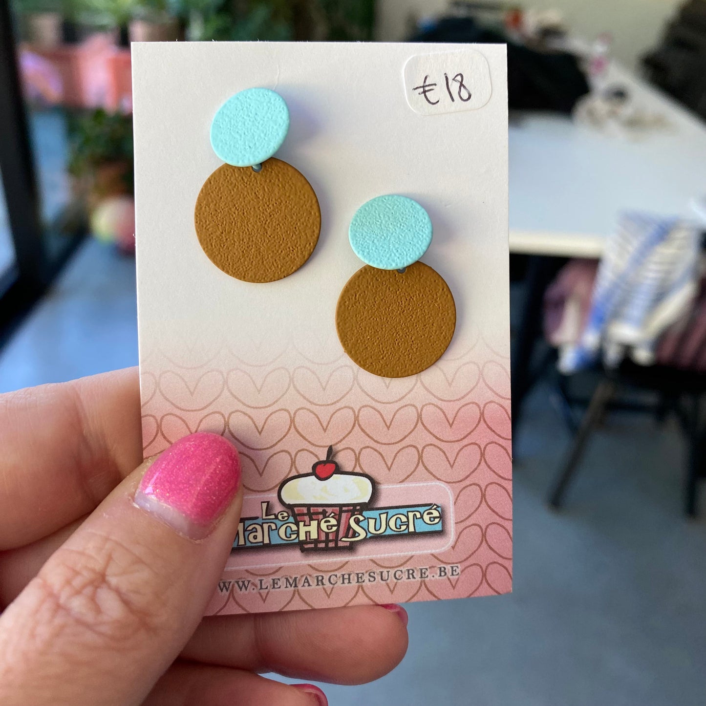 Le marché sucré: oorbellen - turquoise en koper