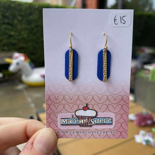 Le marché sucré: oorbellen goud en blauw