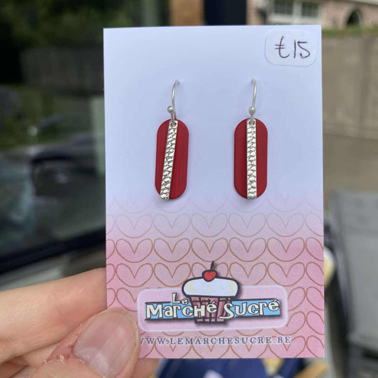 Le marché sucré: oorbellen zilver en framboos