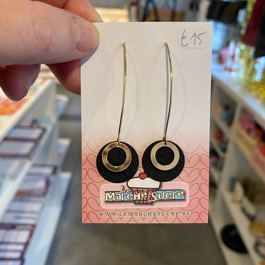 Le marché sucré: oorbellen hangers -  zwart + goud