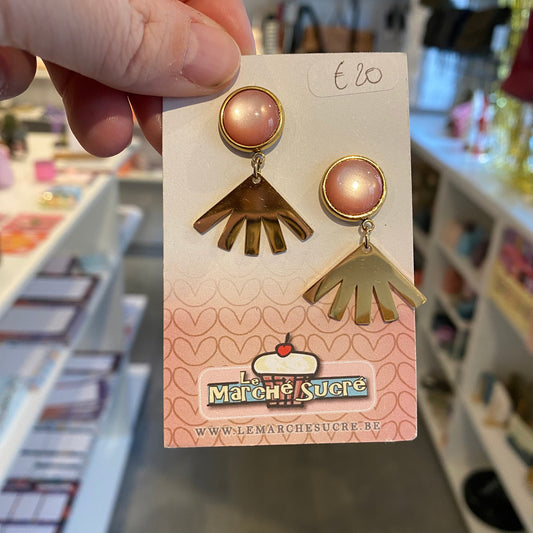 Le marché sucré: oorbellen  hangers - roze + goud