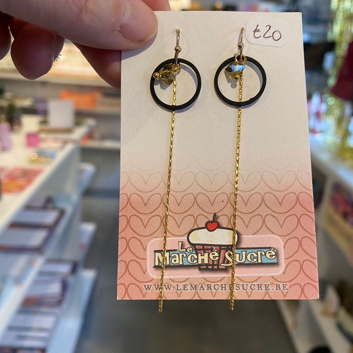 Le marché sucré: oorbellen  hangers - zwart + goud