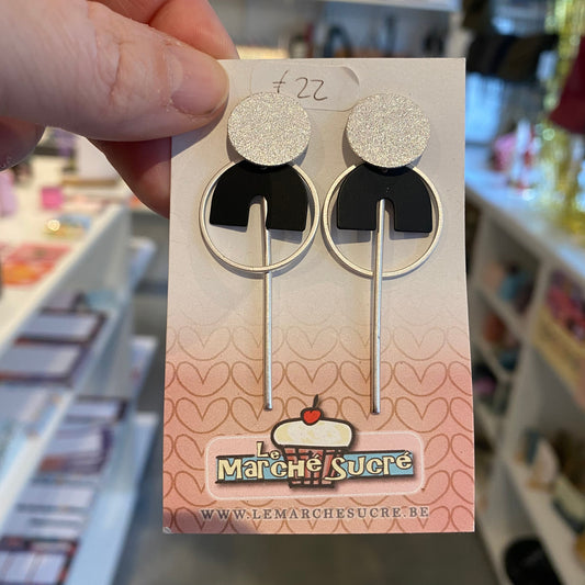 Le marché sucré: oorbellen stekers - zilver + zwart