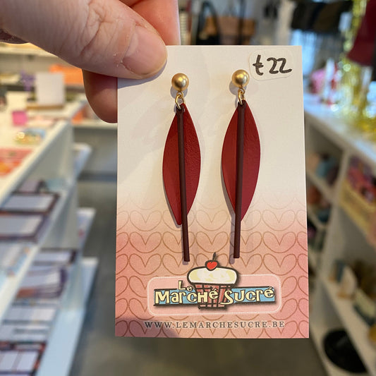 Le marché sucré: oorbellen stekers - goud + aubergine + bordeaux