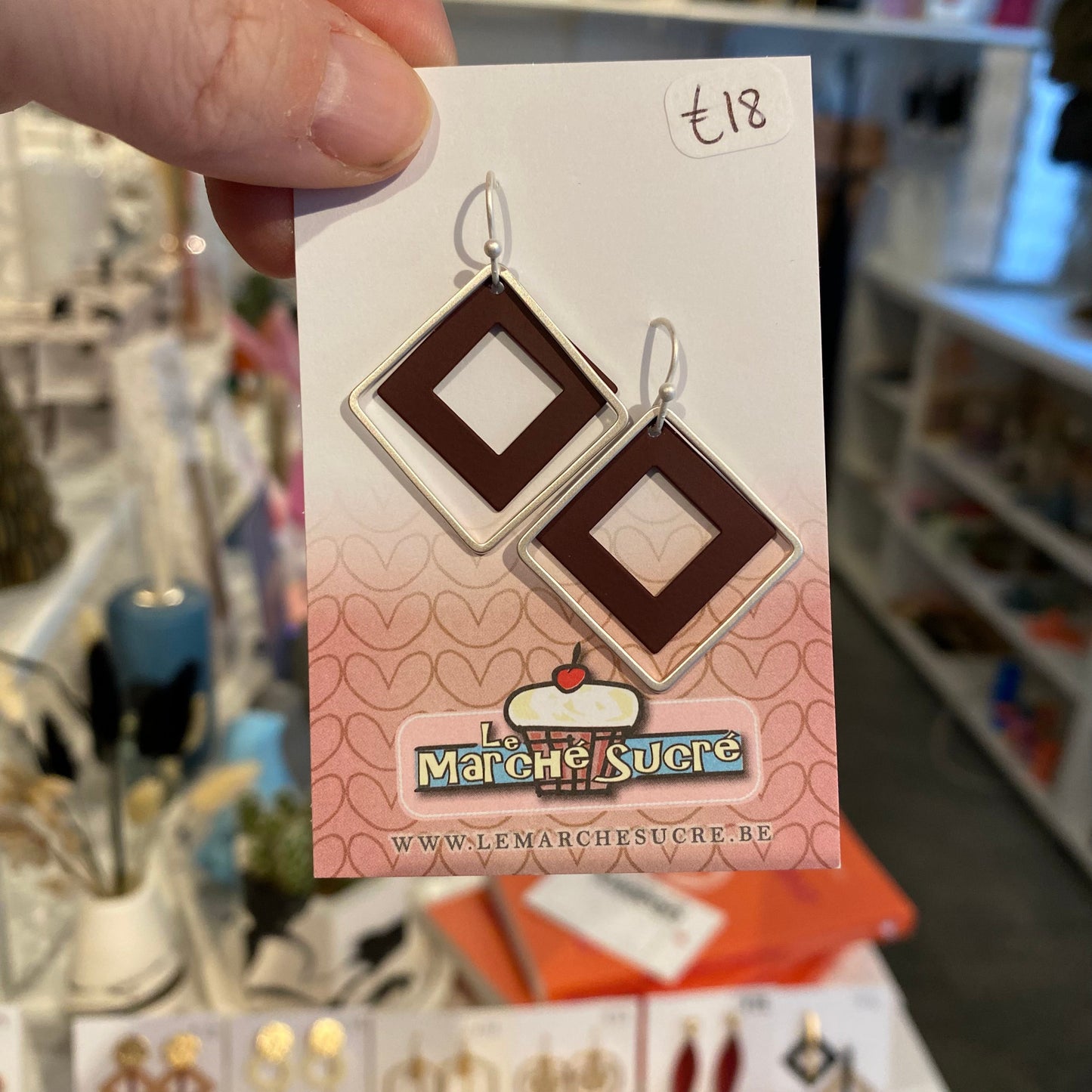 Le marché sucré:  oorbellen hangers - zilver + aubergine