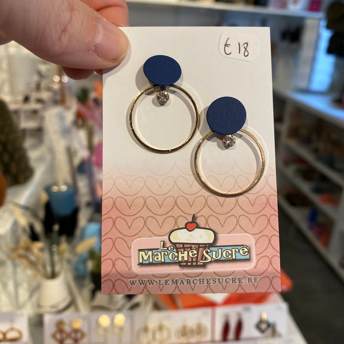 Le marché sucré:  oorbellen stekers - goud en blauw