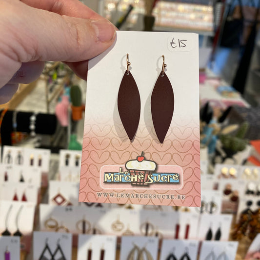 Le marché sucré: oorbellen hangers - goud + aubergine