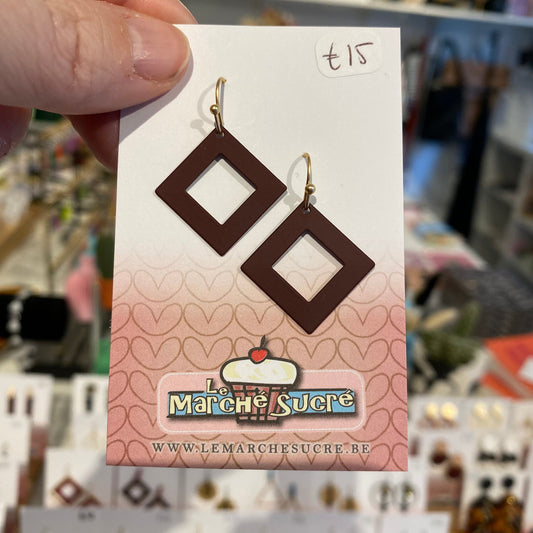 Le marché sucré: oorbellen hangers - goud  en aubergine