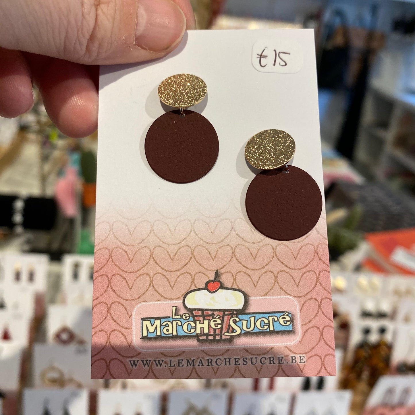 Le marché sucré: oorbellen stekers - goud  en aubergine