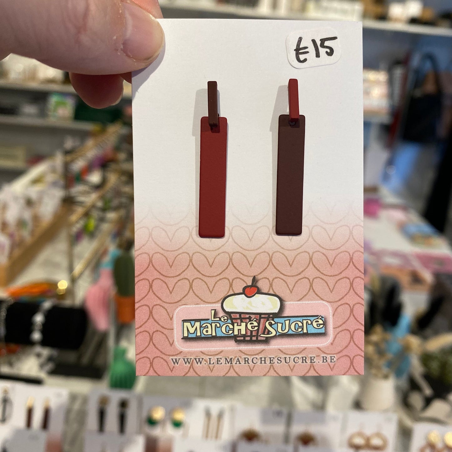 Le marché sucré: oorbellen stekers assymetrisch - bordeaux + aubergine