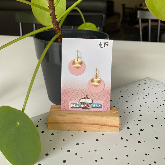 Le marché sucré: oorbellen - goud + lichtroze
