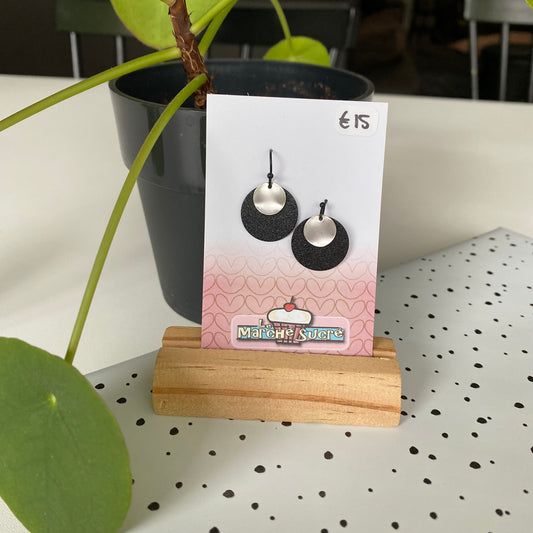 Le marché sucré: oorbellen - zilver + zwart