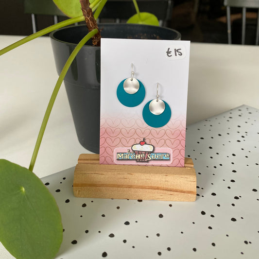 Le marché sucré: oorbellen - zilver + petrol