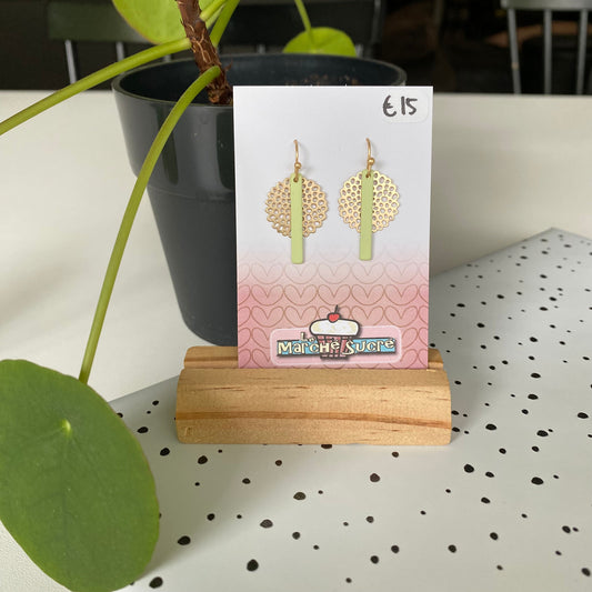 Le marché sucré: oorbellen - goud + lichtgroen