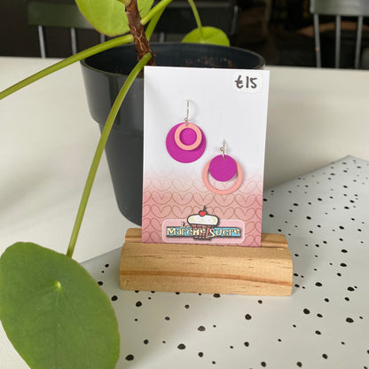 Le marché sucré: oorbellen - zilver + roze + felpaars