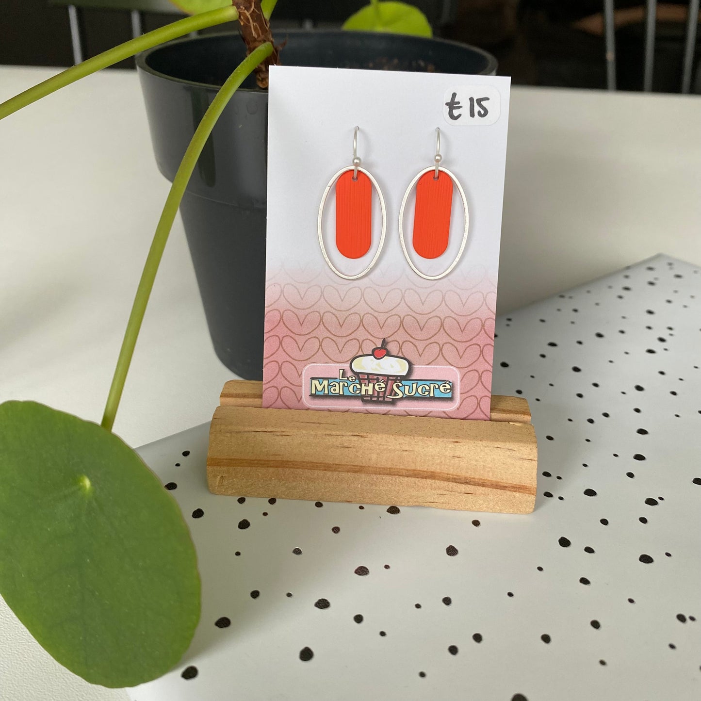 Le marché sucré: oorbellen - zilver + oranje