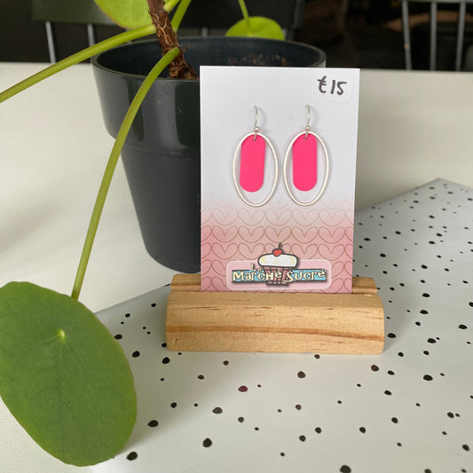 Le marché sucré: oorbellen - zilver + fluo roze