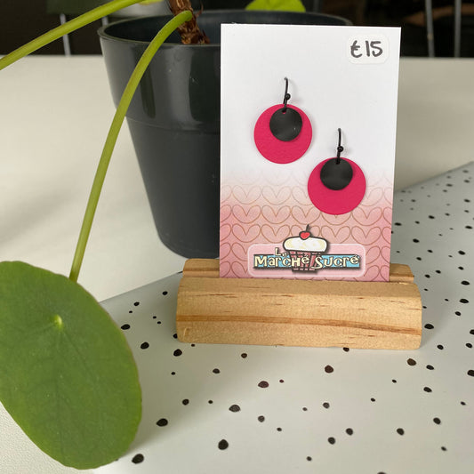 Le marché sucré: oorbellen - zwart + felroze
