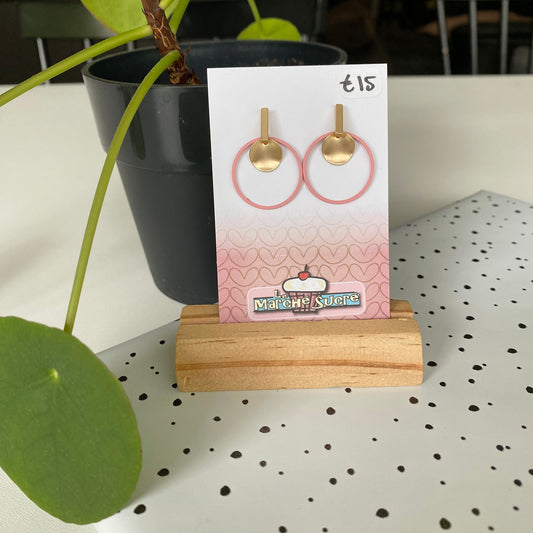 Le marché sucré: oorbellen - goud + lichtroze