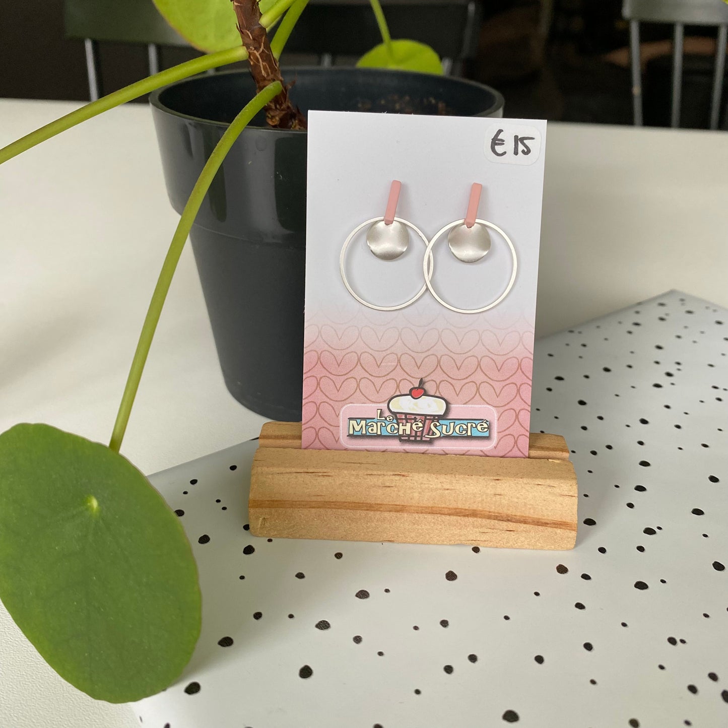 Le marché sucré: oorbellen - zilver + lichtroze