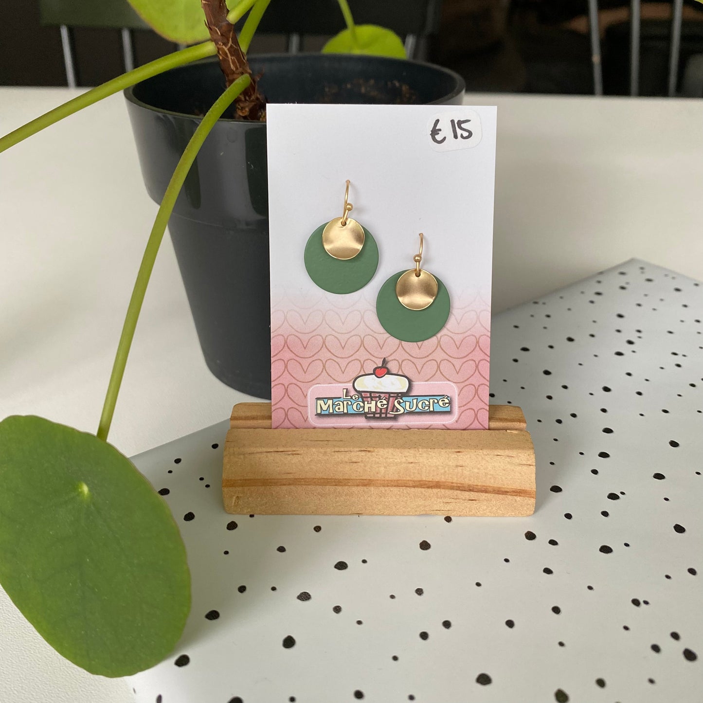 Le marché sucré: oorbellen - goud + zeegroen