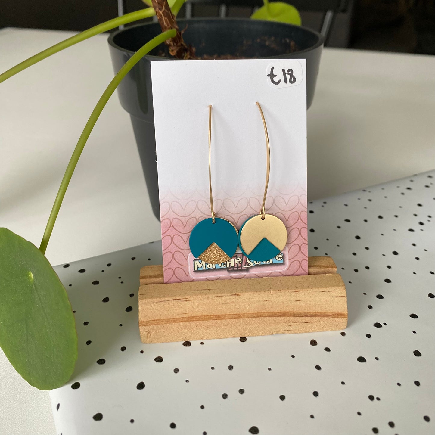 Le marché sucré:  oorbellen - goud + petrol