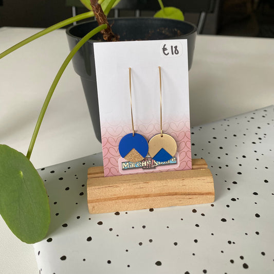 Le marché sucré:  oorbellen - goud + blauw