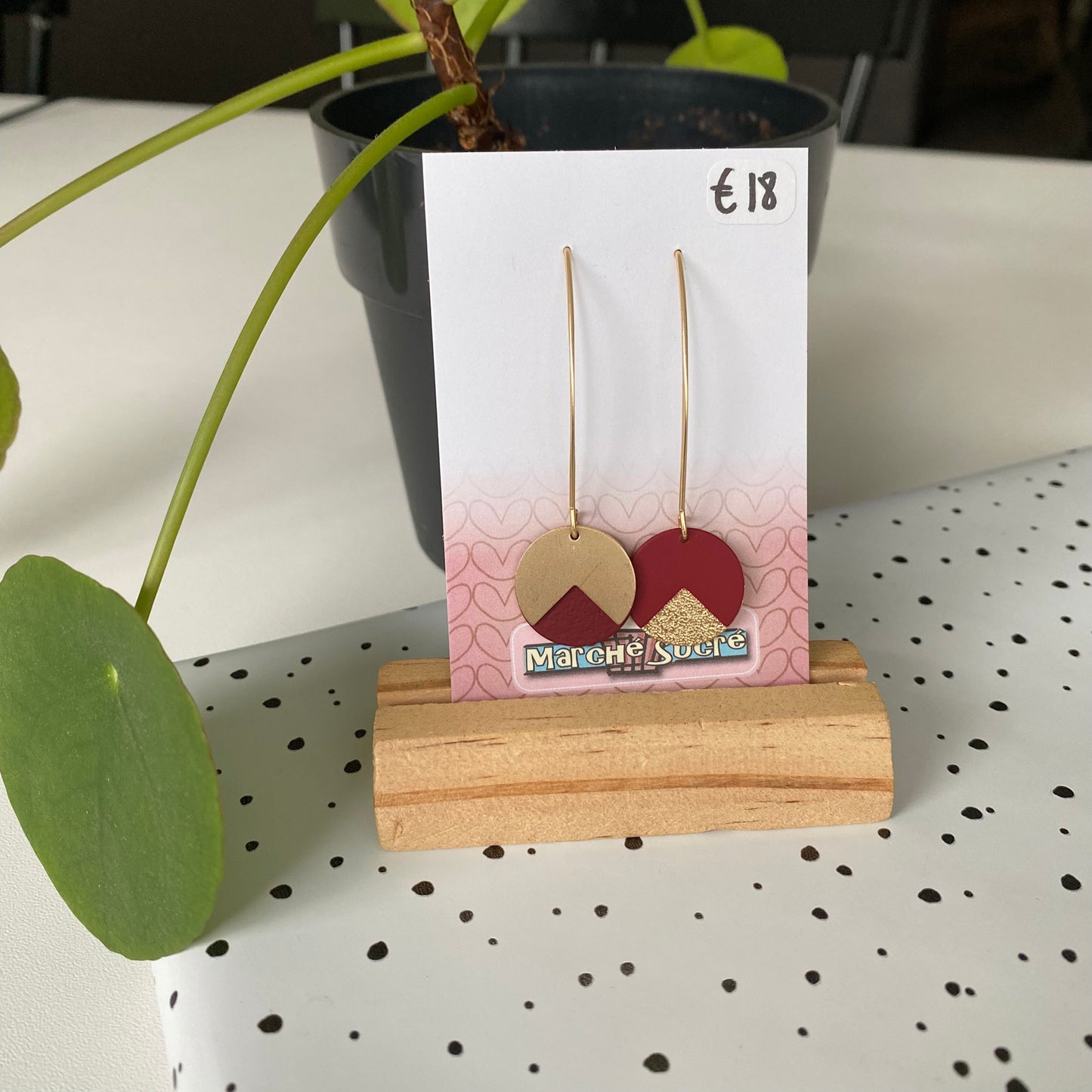 Le marché sucré:  oorbellen - goud + bordeaux