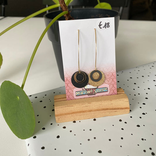 Le marché sucré:  oorbellen - goud + zwart