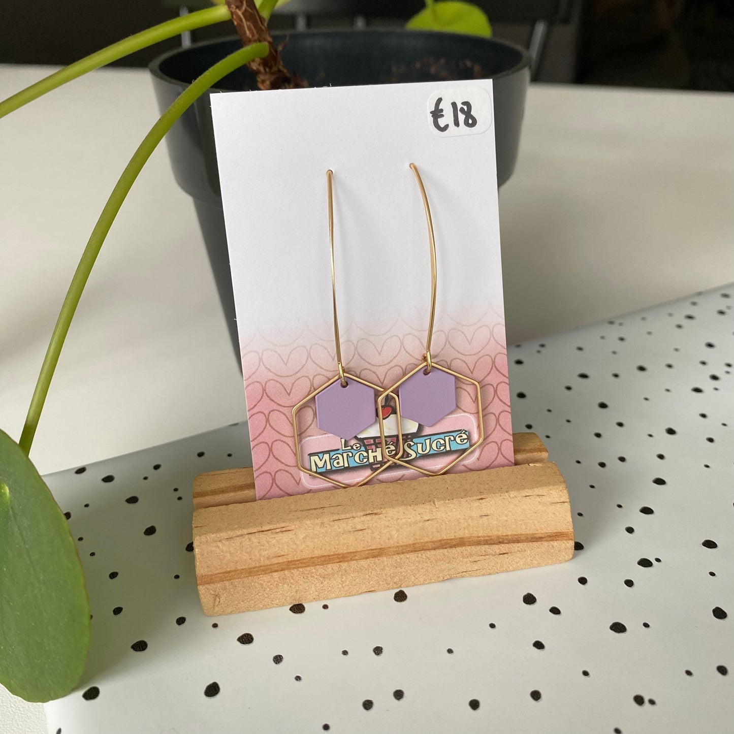 Le marché sucré:  oorbellen - goud + paars