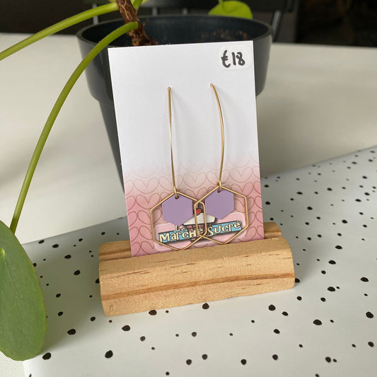 Le marché sucré:  oorbellen - goud + paars
