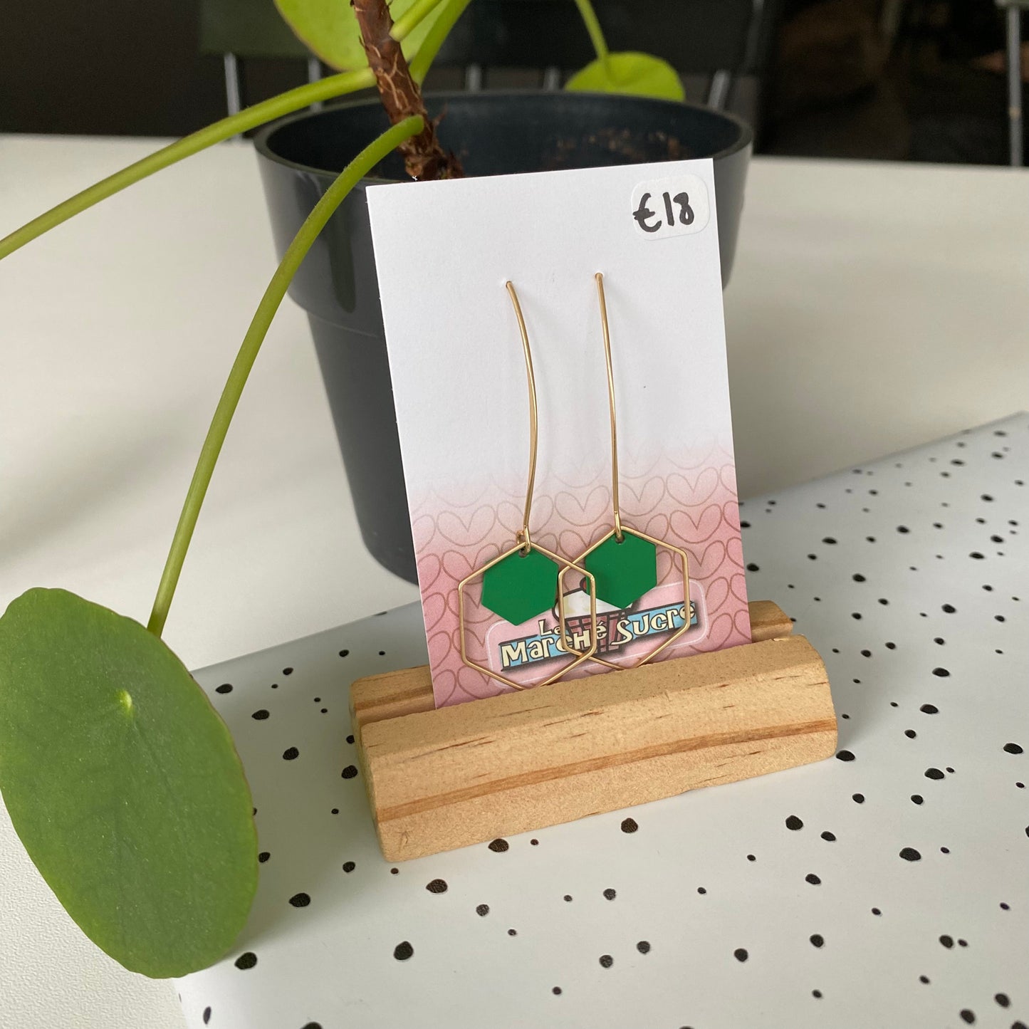 Le marché sucré:  oorbellen - goud + groen