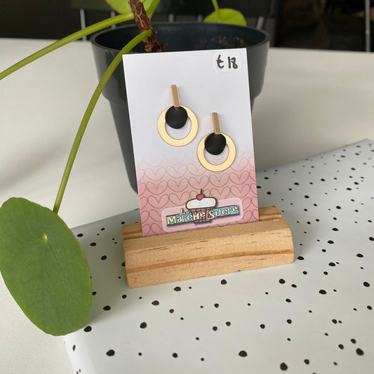 Le marché sucré:  oorbellen - goud + zwart