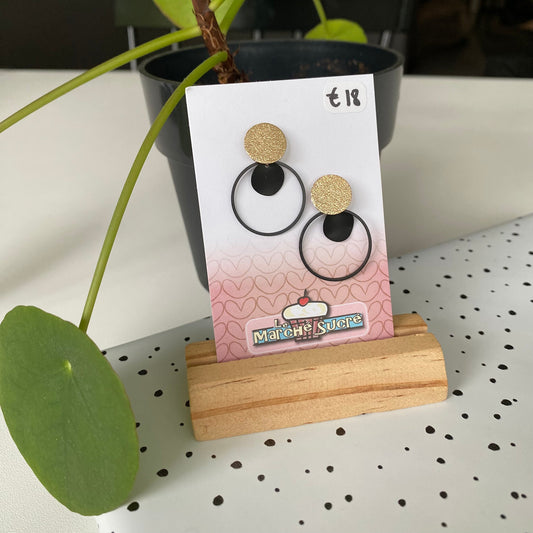 Le marché sucré:  oorbellen - goud + zwart